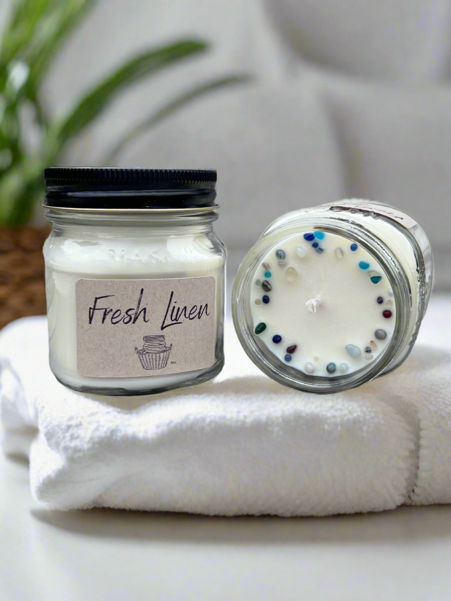 8oz Fresh Linen Mason Jar Candle