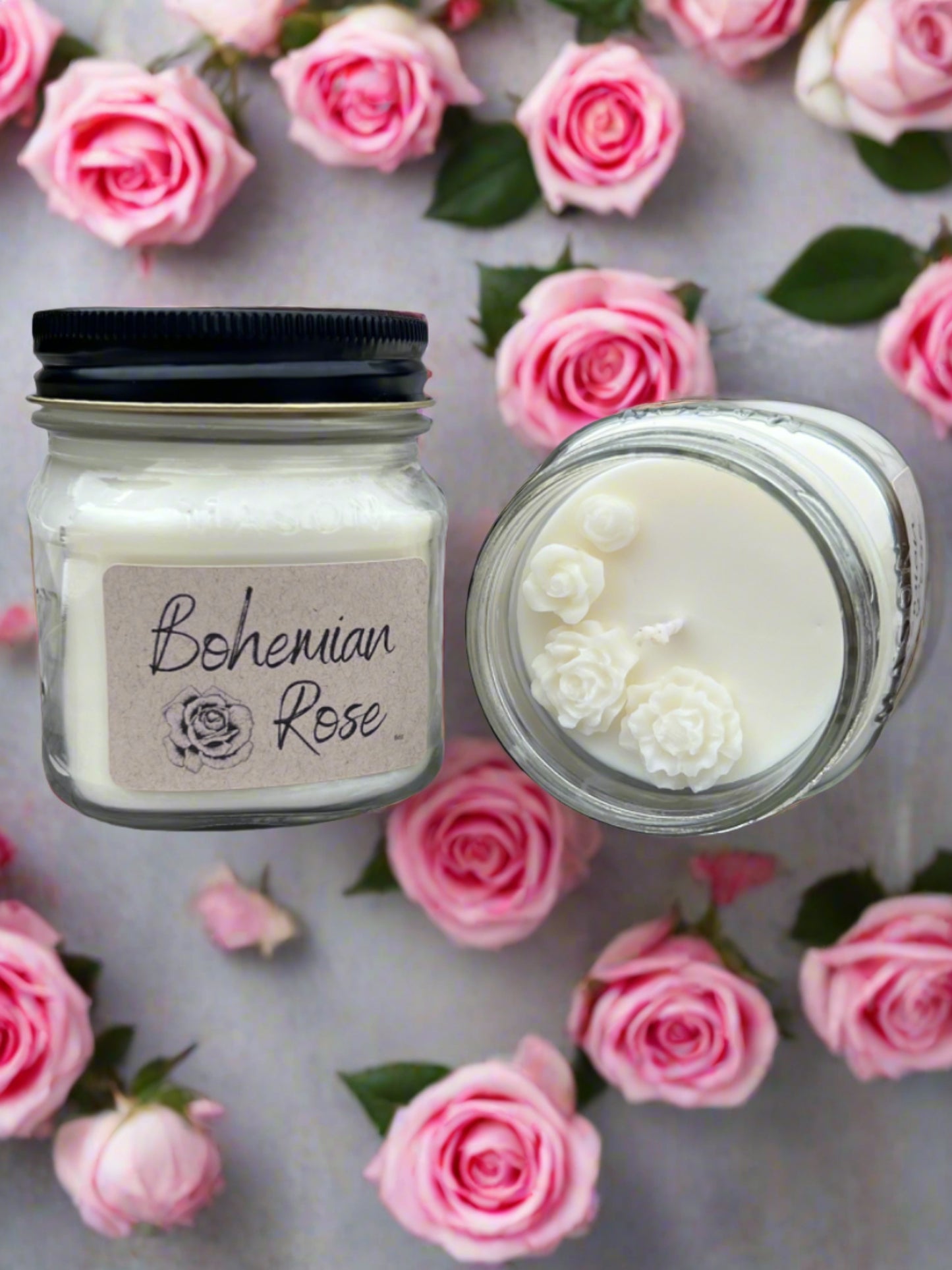 8oz Bohemian Rose Mason Jar